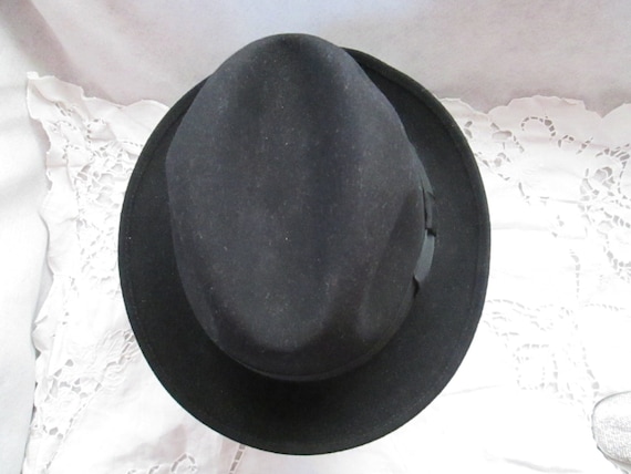 Vintage Male BLACK Felt HAT by KIMBALL - image 3