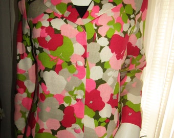 1960s' Ladies Colorful FLORAL JACKET By Loubella California/No Size