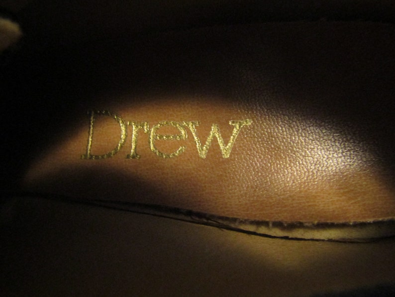 1940/'s Ladies BLACK Leather Chunk Heel Tie Up OXFORD-SHOES by Drew With Good Year Heel