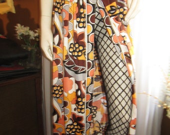 1970s' Ladies Colorful ABSTRACT Open Front SKIRT By Roxanne---Size Small