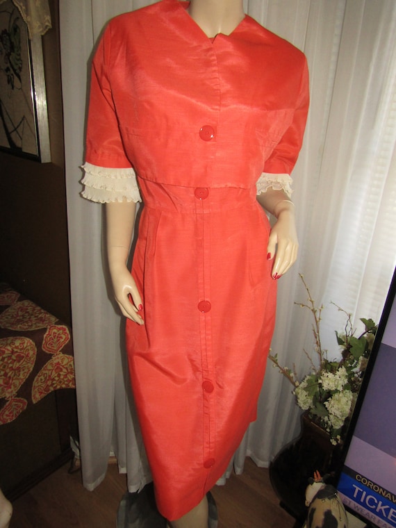 1950's Tangerine/Orange/Beige (two-piece) DRESS/JA
