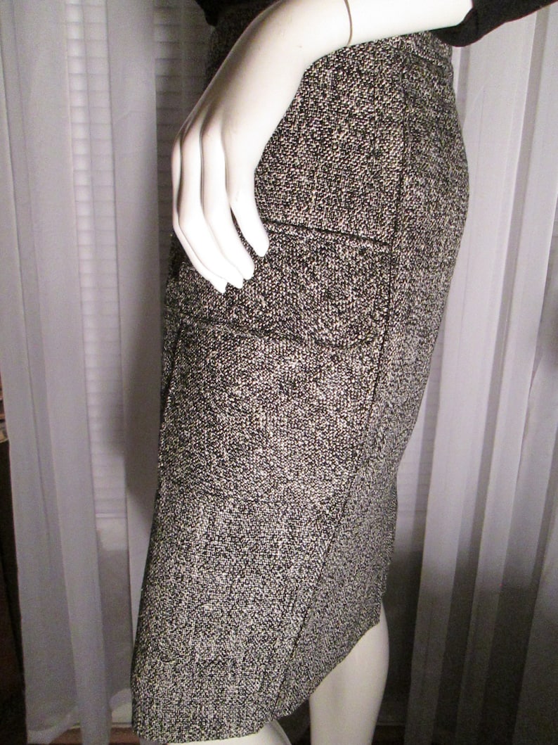 Vintage Ladies Black/White Tweed Print SKIRT by YVES Saint LAURENT/French Size 40 image 3