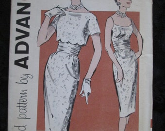 1950's/60's Advance DRESS Pattern 9328 With JACKET and CUMMERBUND--Size 10