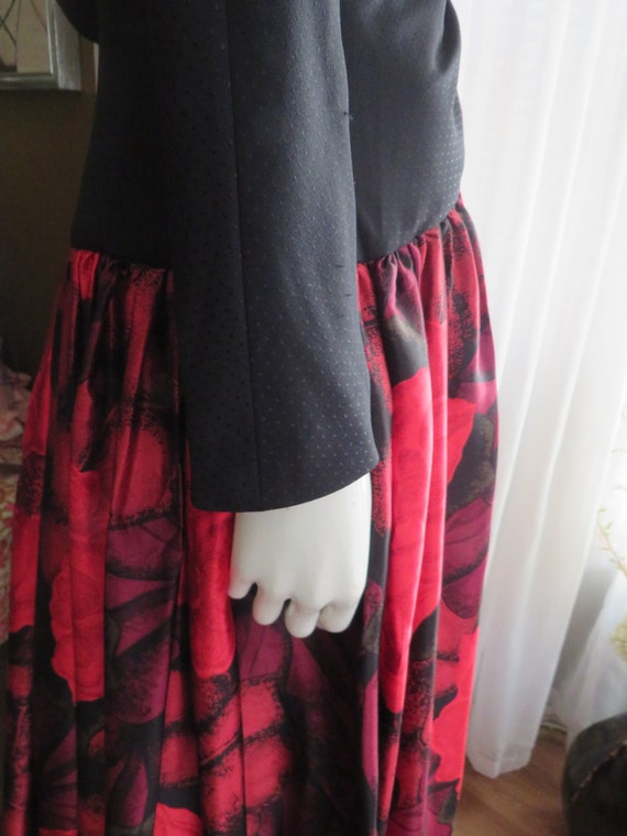 1980s'/90s' RED/BLACK Big Skirt DRESS By Debora K… - image 9