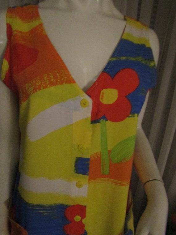1980's/1990's Ladies Colorful/FLORAL Sleeveless B… - image 4
