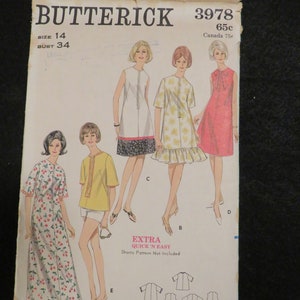 1960&#39;s Butterick BEACH-DRESS And Cover Up Pattern----- Size 14