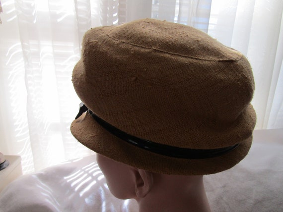 Vintage Ladies GOLD Head Topper Small LINEN HAT W… - image 5