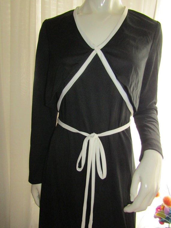 1960's/1970's Ladies Long Sleeve BLACK/WHITE DRES… - image 2