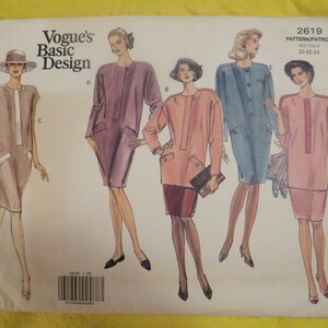 1991 Vogue's Basic Design DRESS, TUNIC, SKIRT Pattern---Size 20, 22, 24