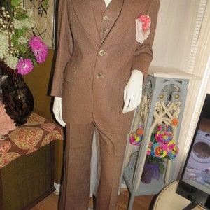1980s&#39;/1990s&#39;s 3-Piece Men/UNISEX BROWN Wool SUIT By Tiger Of Sweden--No Size