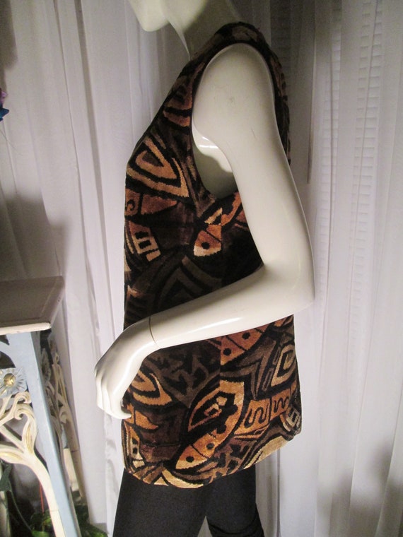 1970's Ladies Browns/ Black/ Beige ABSTRACT Style… - image 3