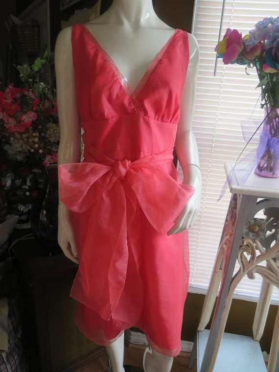 vera wang orange dress Vera Wang Bride Women's Eva Draped High-Low Gown - Tangerine