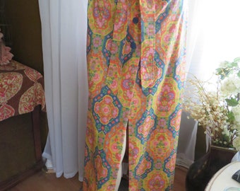 1960's/1970's FLORAL A-Line Front Buttoned SKIRT By Neiman Marcus---No Size Tag