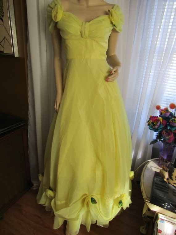 Prom Time!! 1960's Bright YELLOW FORMAL With DRAP… - image 1