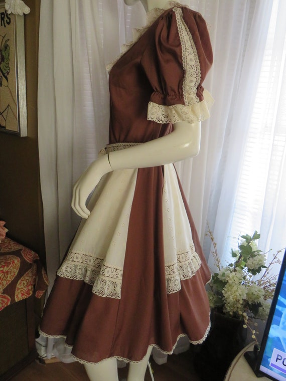 1960s' Beige Brown SQUARE DANCE Circle DRESS By K… - image 3