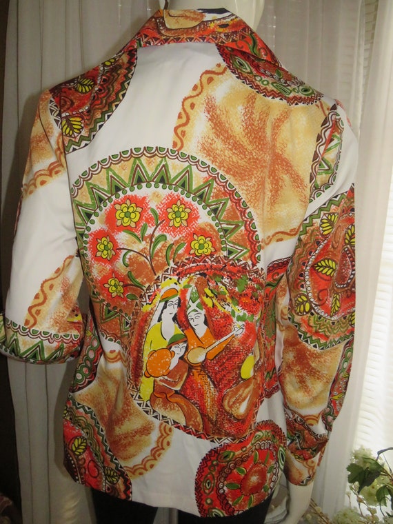 1970s' COLORFUL ABSTRACT BLOUSE By Tori Richard/H… - image 3