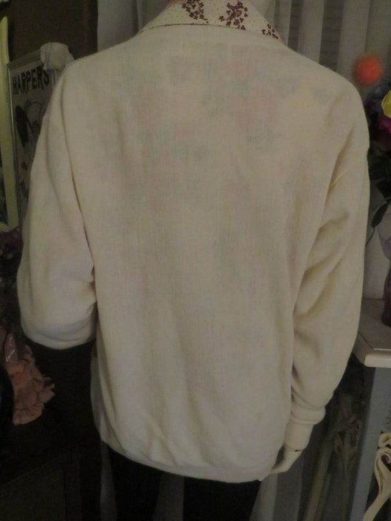 1960s'/70s' Male CREAM FRONT Buttoned SWEATER By … - image 4