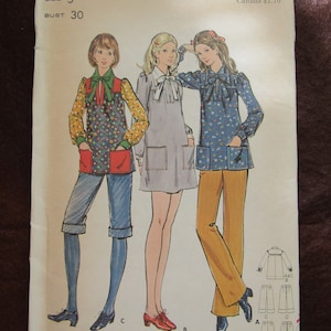1970&#39;s Butterick Pattern Junior Petite DRESS, SMOCK, & PANTS---Size 5