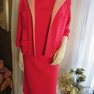 1960's Ladies PINK Wool DRESS/JACKET Set By Kimberly---No Size