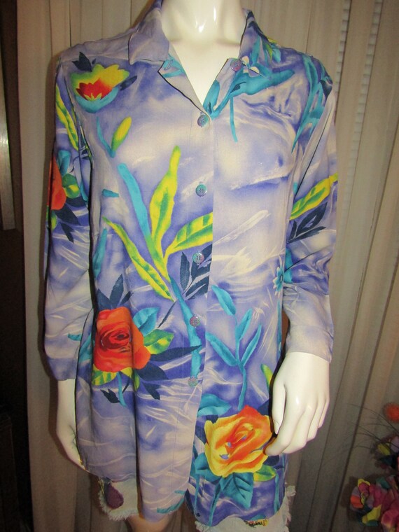 1980's/1990's Ladies Colorful FLORAL Long Sleeve B