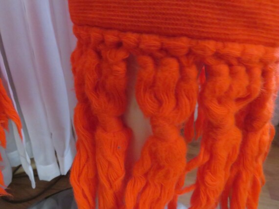 1970s' Bright ORANGE Wool FRINGE Bottom PANT---No… - image 8