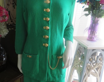 St John Green Knit Dress - Etsy