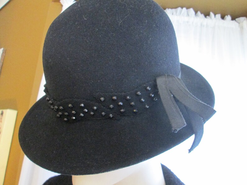 1970's Ladies Black Wool HAT by MR JOHN Classic image 4