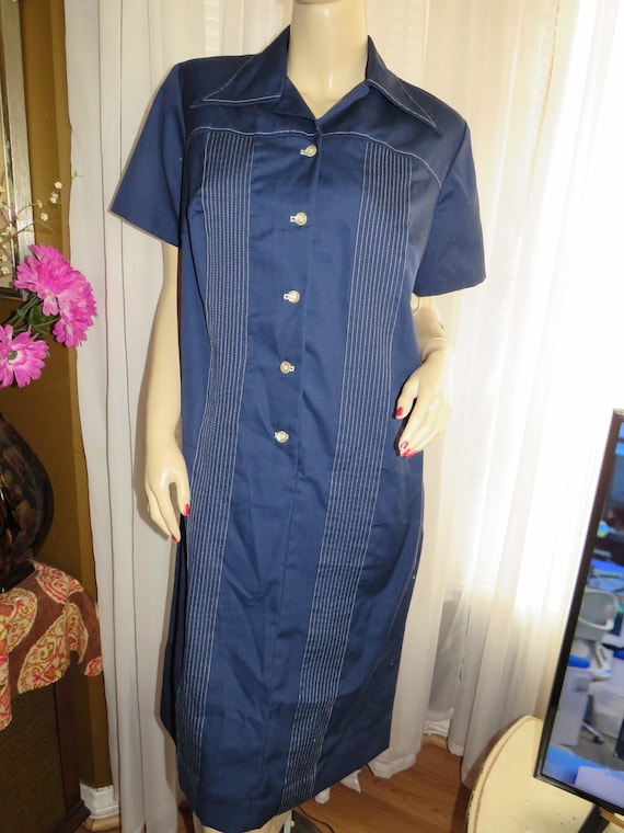 1950s' Ladies Dark BLUE Short Sleeve SHIFT/DRESS B