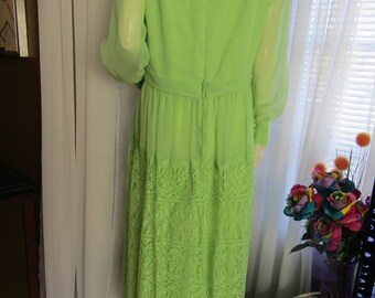 1950s' Ladies MINT GREEN Long Sleeve DRESS by Miss Elliette----size 20 -  Etsy