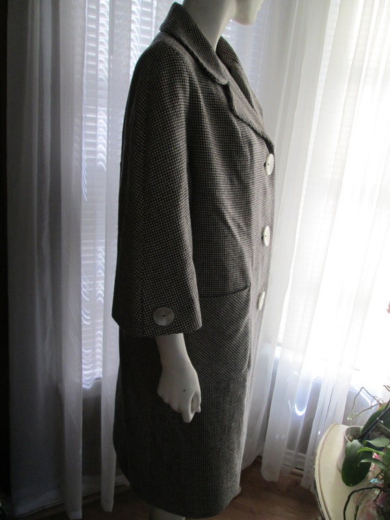 1960's Ladies Wool Black/Gray/White TWEED-like Pr… - image 3