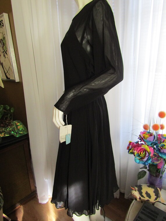 1980s'/1990s' Ladies Sheer BLACK COCKTAIL DRESS B… - image 3