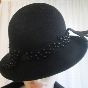 1970's Ladies Black Wool HAT by MR JOHN Classic image 2