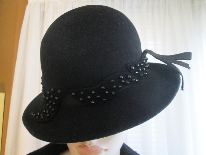 1970's Ladies Black Wool HAT by MR JOHN Classic image 2