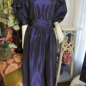Vintage Cocktail BLUE/VIOLET Puff Sleeve DRESS By Lanz Originals---Size 12