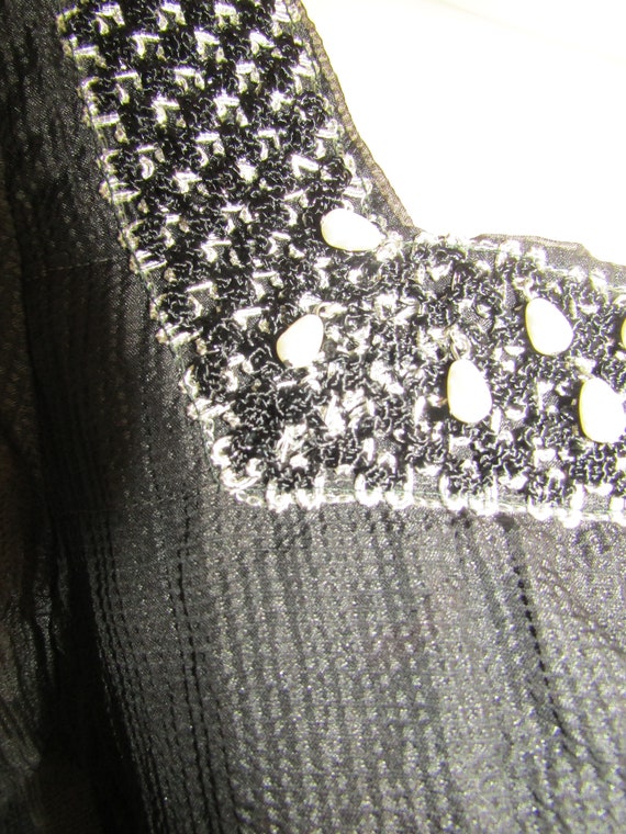 1950s' Ladies Long Sleeved BLACK Sheer FLARED DRE… - image 3