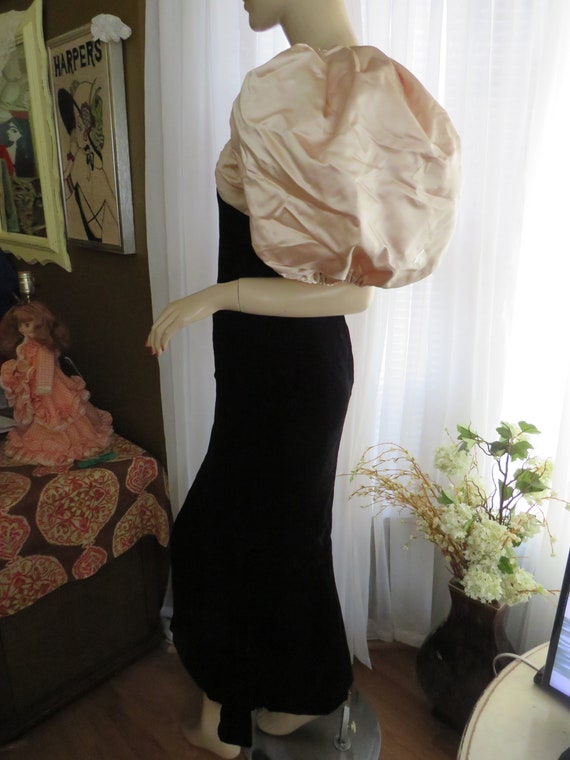 WOW!! Vintage Formal Black/Beige BILLOWY Sleeve D… - image 6