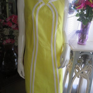 1950s Sleeveless YELLOW/WHITE SHIFT/Dress By Starlite of Miami---No Size