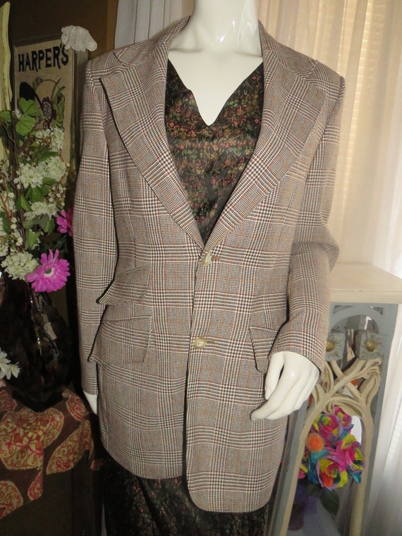 1970s'/1980s' Brown PLAID Male SPORT JACKET By Dav