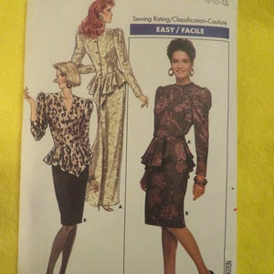1987 Butterick TOP E GONNA MODELLO #5885----Taglia 8-10-12