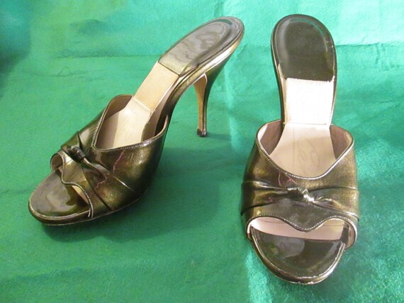 1950s'/60s' Dk Brown Patent Mules/spring-a La-tor - Etsy