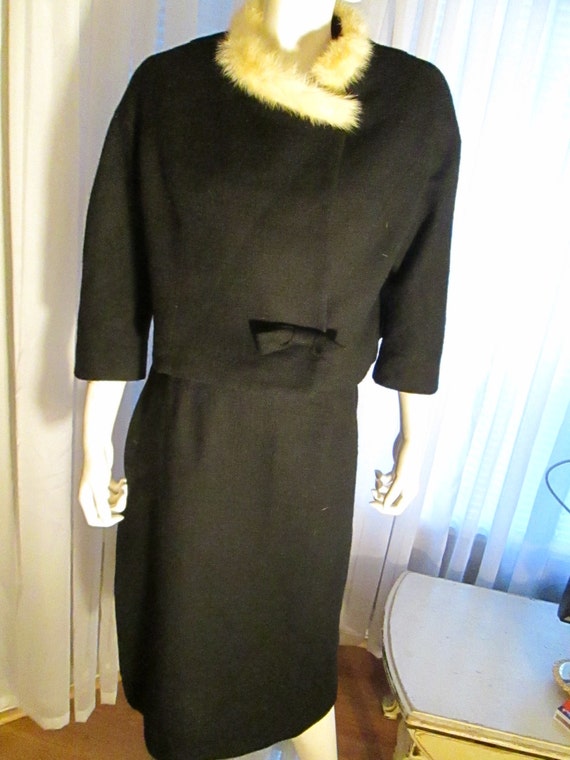 1960s' Ladies Mara by Romay 2-Piece BLACK SUIT Wit