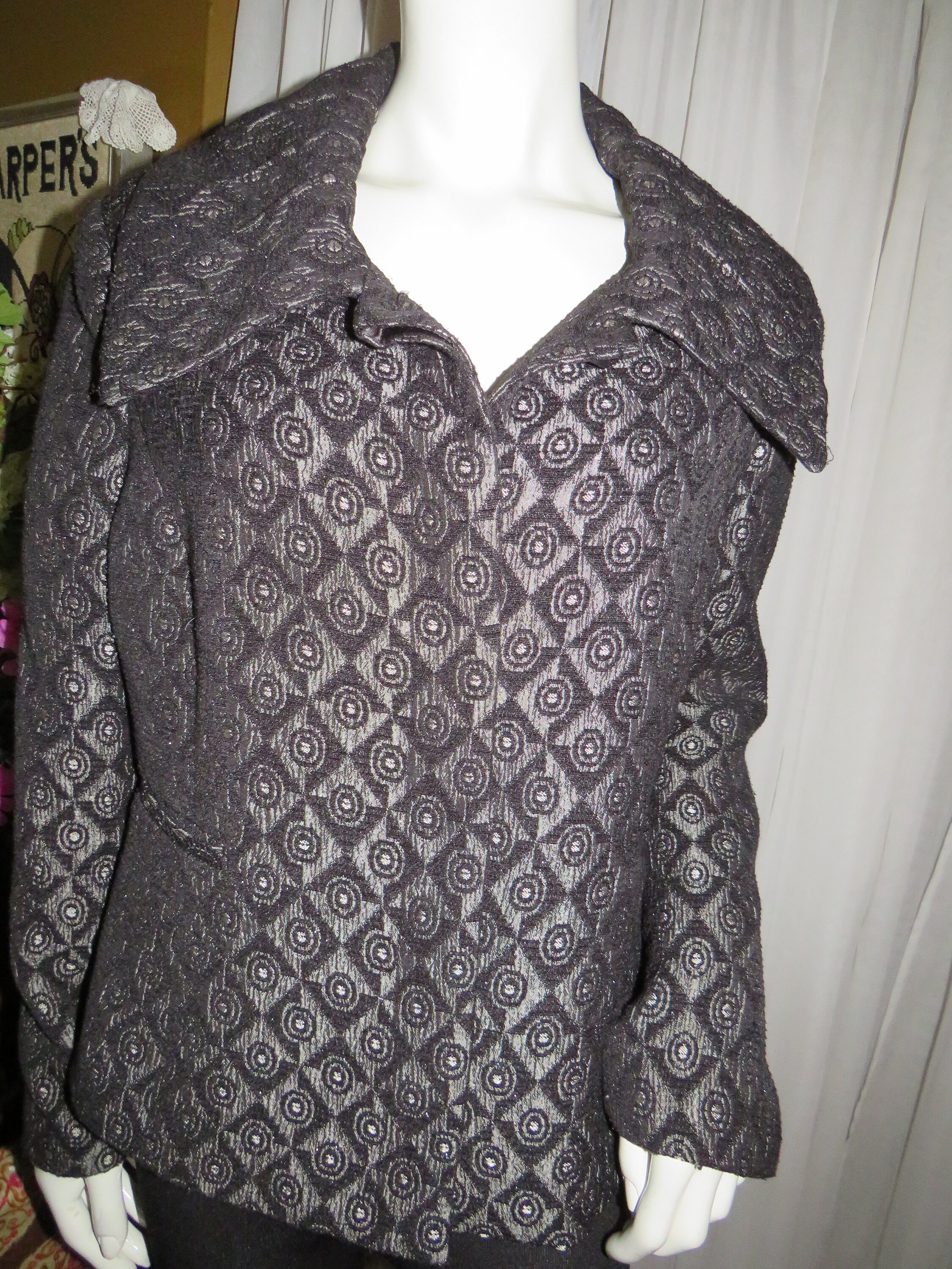 1980s'/1990s' BLACK SILVER Abstract Short JACKET by Victor
