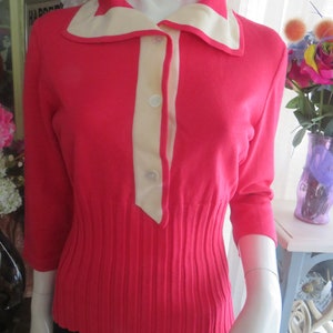 1950s&#39; PINK PULLOVER SWEATER/Top By Alna Of Italy---No Size