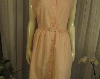 1950's Ladies SLEEVELESS PINK Cotton Big Girl DRESS--No Label Maker--Size 20 1/2