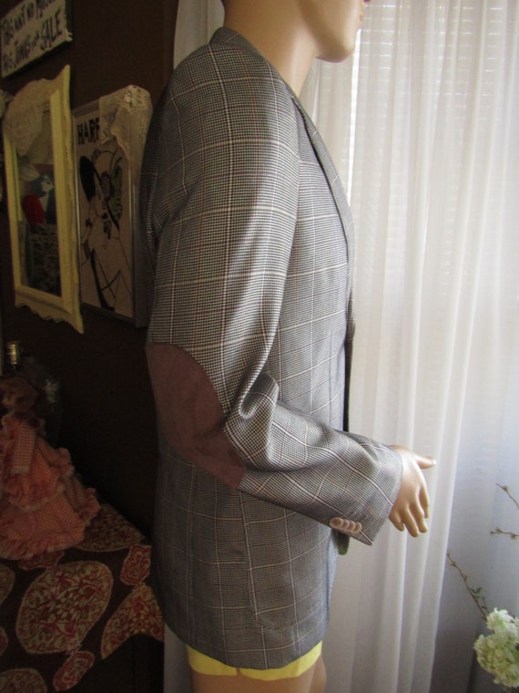 1970's/1980's Male BROWN Plaid SPORT JACKET By Ba… - image 4