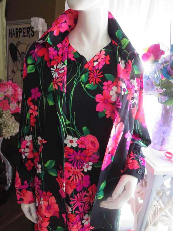 Vintage Bright FLORAL DRESS/JACKET Set----No Size… - image 2