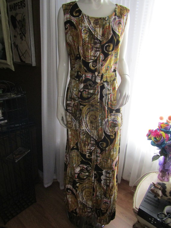 Vintage Sleeveless Belted ABSTRACT Colorful DRESS… - image 1