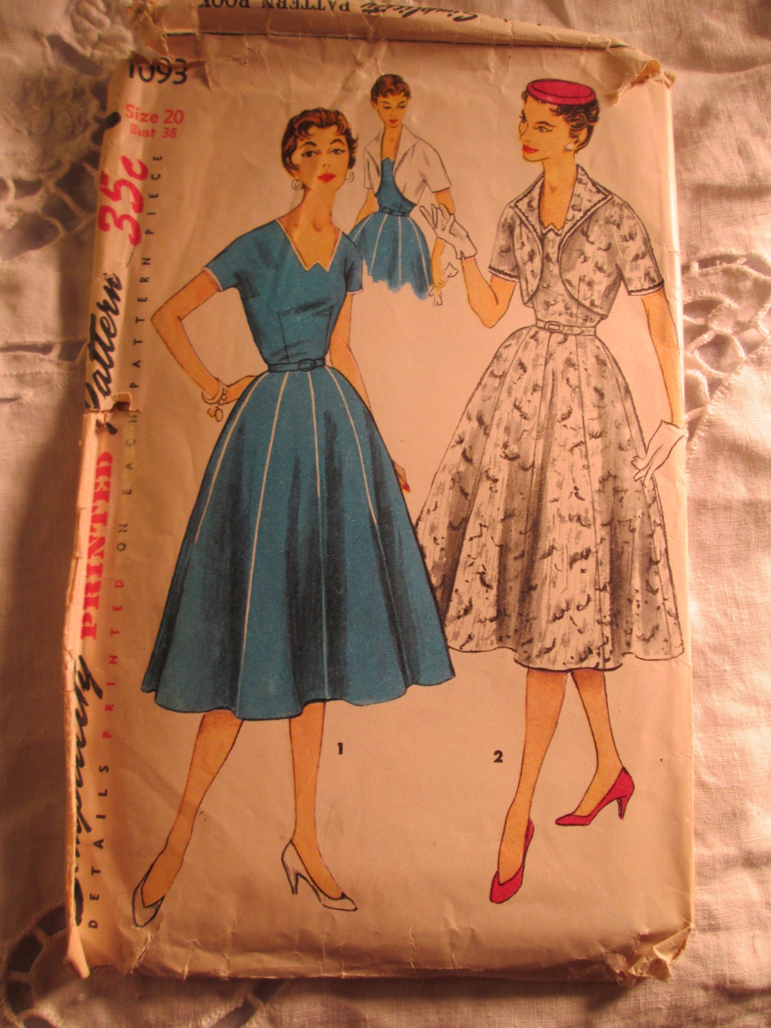 1955 Simplicity Fashion Pattern One Piece Dress And Jacket Etsy Ireland