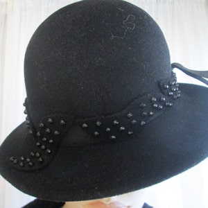 1970's Ladies Black Wool HAT by MR JOHN Classic image 1