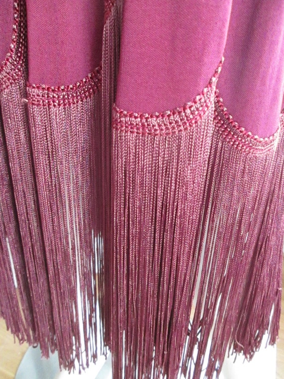 Reserve for Silvio---vintage WINE Color DRESS With Fringe by